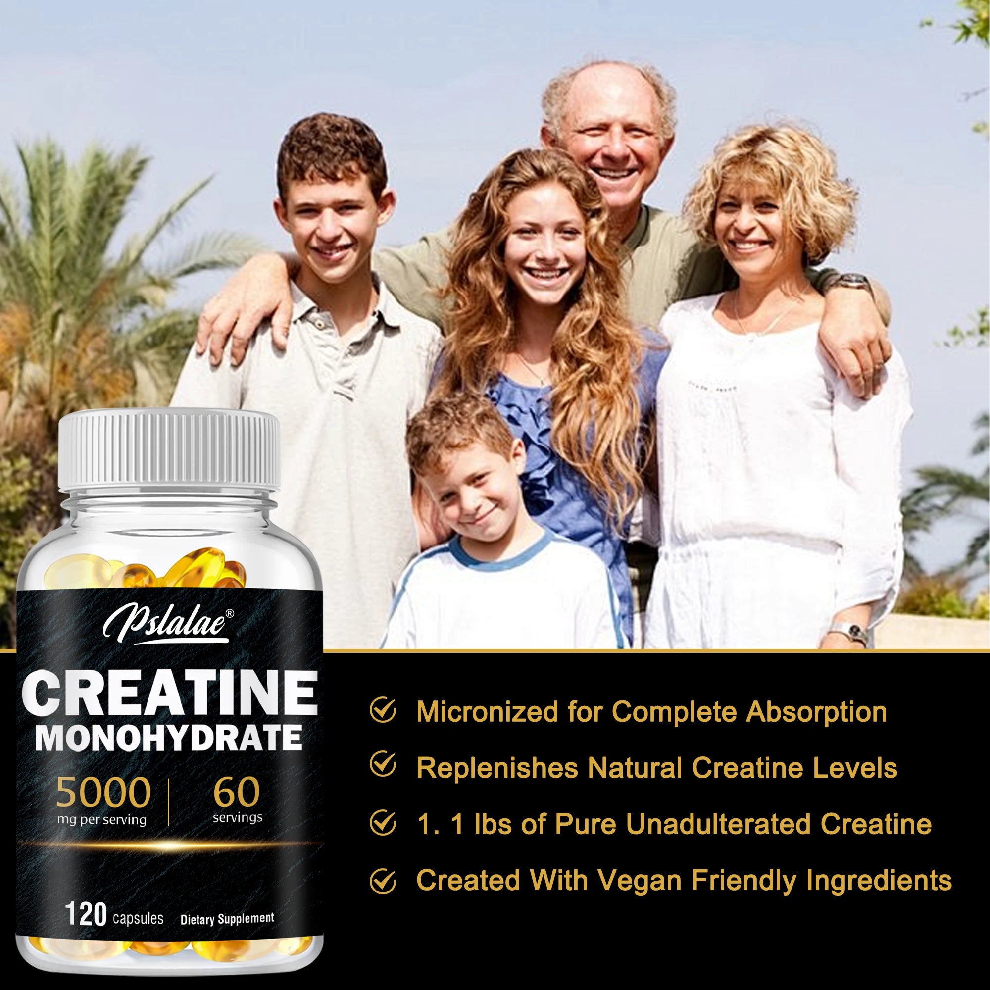 Creatine Monohydrate - Build Muscle, Improve Athletic Performance, Improve Energy Endurance and Promote Recovery - 120 Capsules