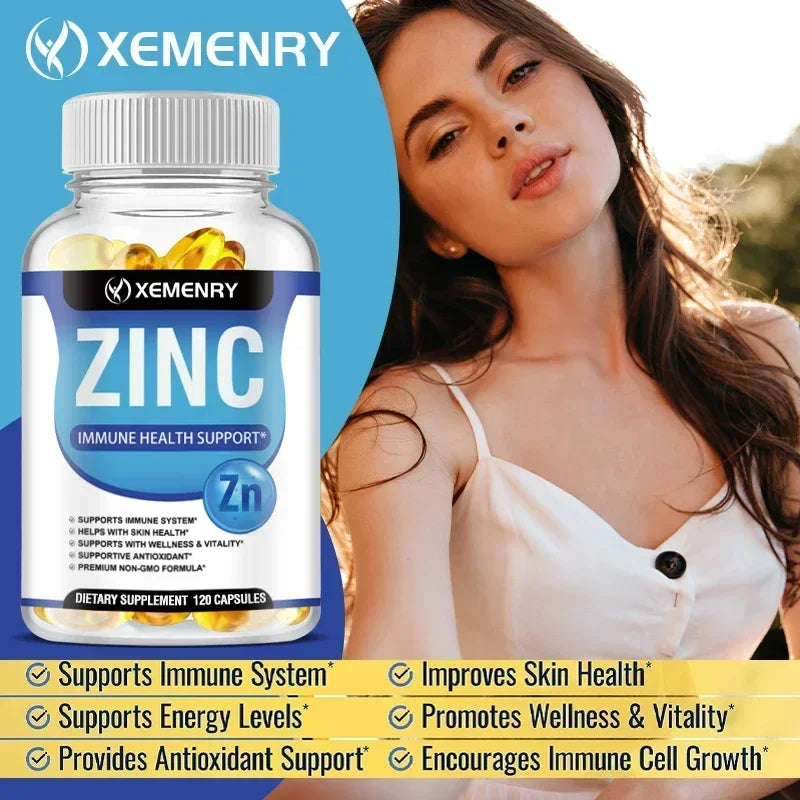 Zinc Capsules - Boosts Immune Support, Sleep & Energy, Metabolism, for  Hair, Nails & Skin Health, Gluten-freeSupplement