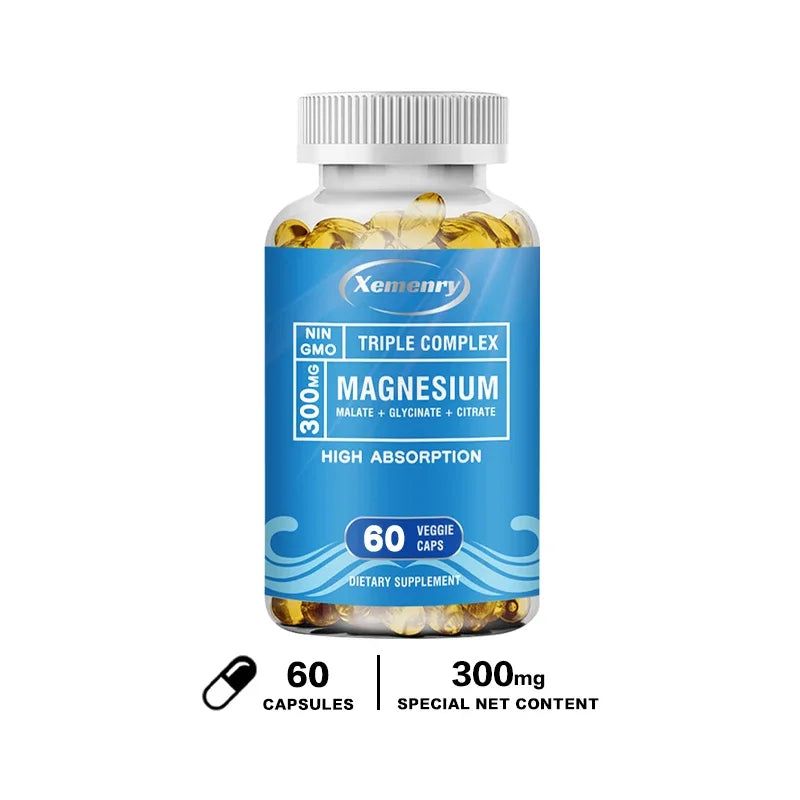 Triple Magnesium Complex Supplement - Contains Magnesium Glycine, Malic Acid, and Citrate To Relax Muscles and Improve Sleep