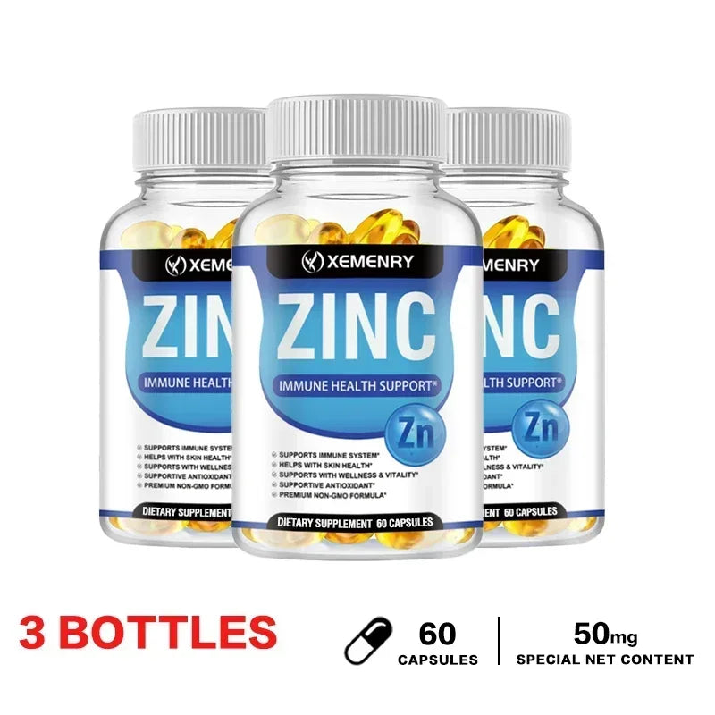 Zinc Capsules - Boosts Immune Support, Sleep & Energy, Metabolism, for  Hair, Nails & Skin Health, Gluten-freeSupplement