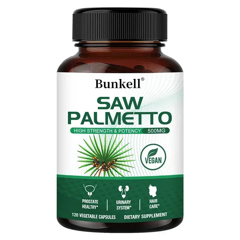 Saw Palmetto Capsules - Promotes Prostate Health, Urinary Tract Support, Reduces Hair Loss - Vegan