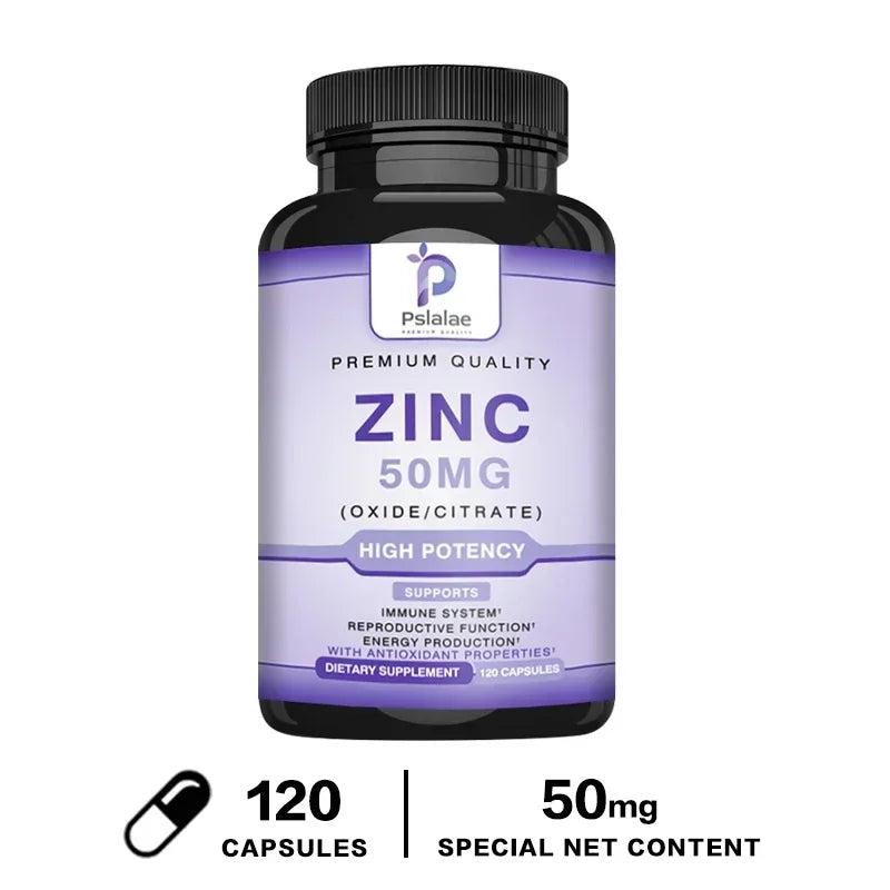 Zinc Supplements - Daily Vitamin Zinc Capsules for Adults, High Potency Natural Antioxidant, Energy Generation, Immune Support
