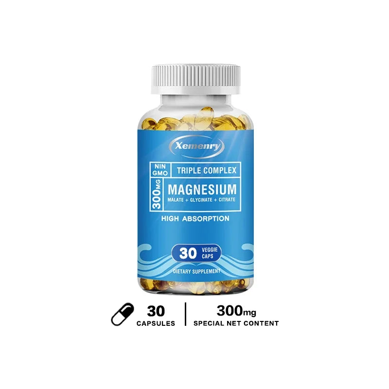 Triple Magnesium Complex Supplement - Contains Magnesium Glycine, Malic Acid, and Citrate To Relax Muscles and Improve Sleep