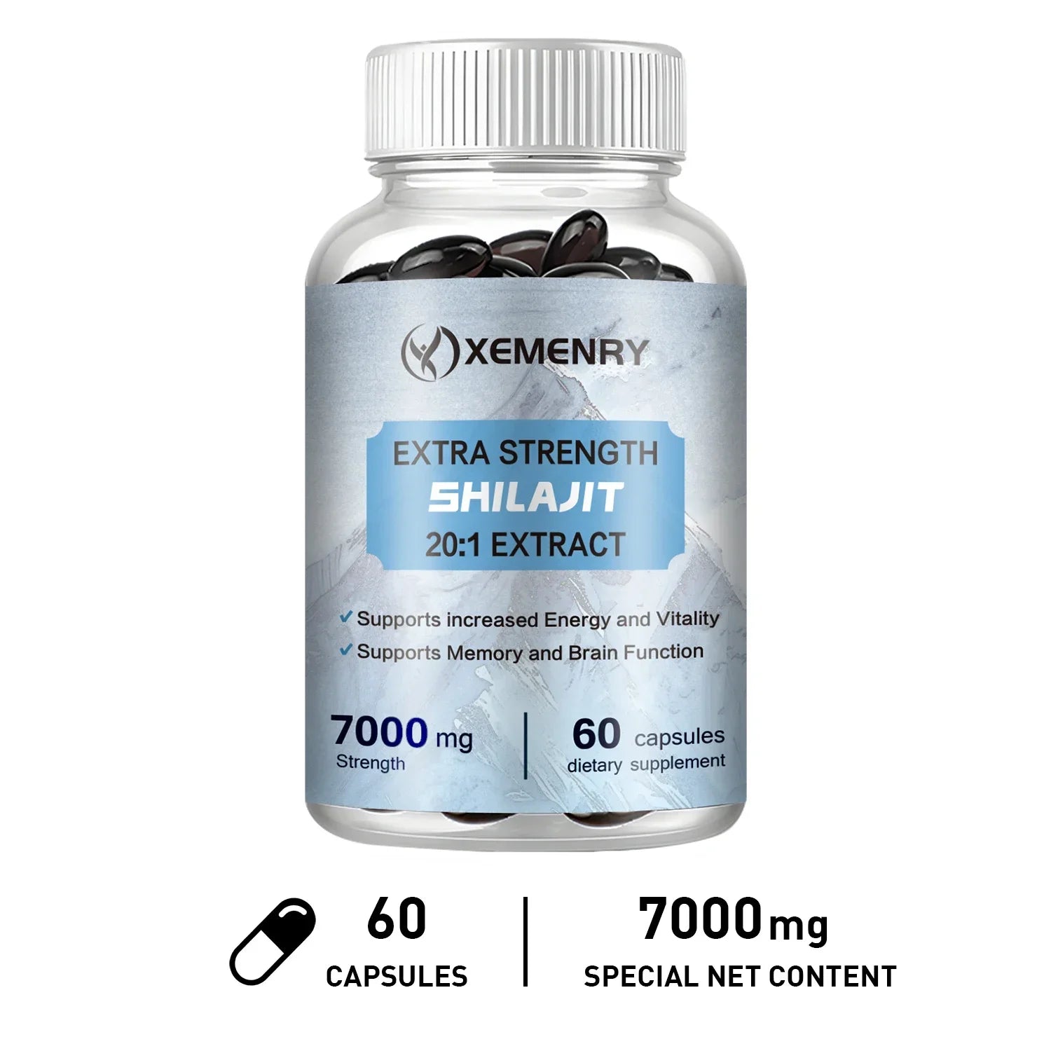 Natural Shilajit Capsules - with Fulvic Acid & 85+ Trace Minerals - for Improve Endurance Focus, Memory and Immune Health