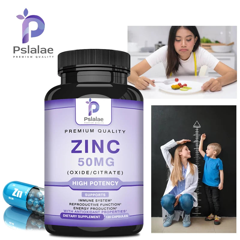 Zinc Supplements - Daily Vitamin Zinc Capsules for Adults, High Potency Natural Antioxidant, Energy Generation, Immune Support