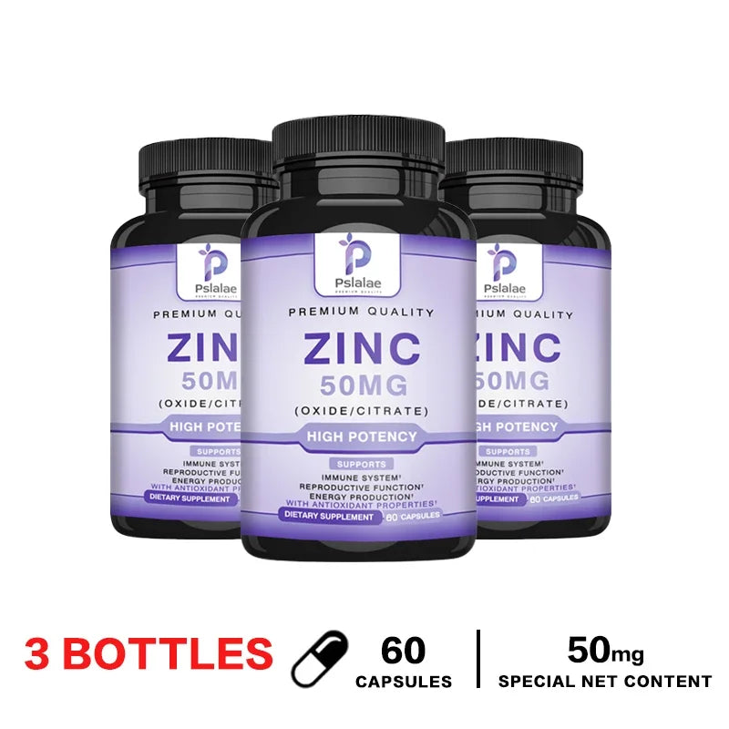 Zinc Supplements - Daily Vitamin Zinc Capsules for Adults, High Potency Natural Antioxidant, Energy Generation, Immune Support
