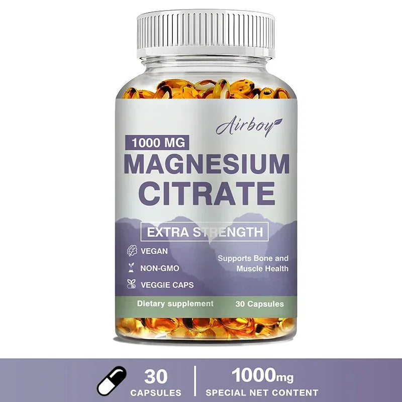 Magnesium Citrate - Supplement for Stress, Relaxation, Bone, Sleep, Heart Health, Nerve, Muscle & Metabolism