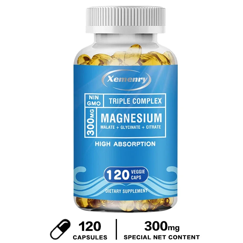 Triple Magnesium Complex Supplement - Contains Magnesium Glycine, Malic Acid, and Citrate To Relax Muscles and Improve Sleep