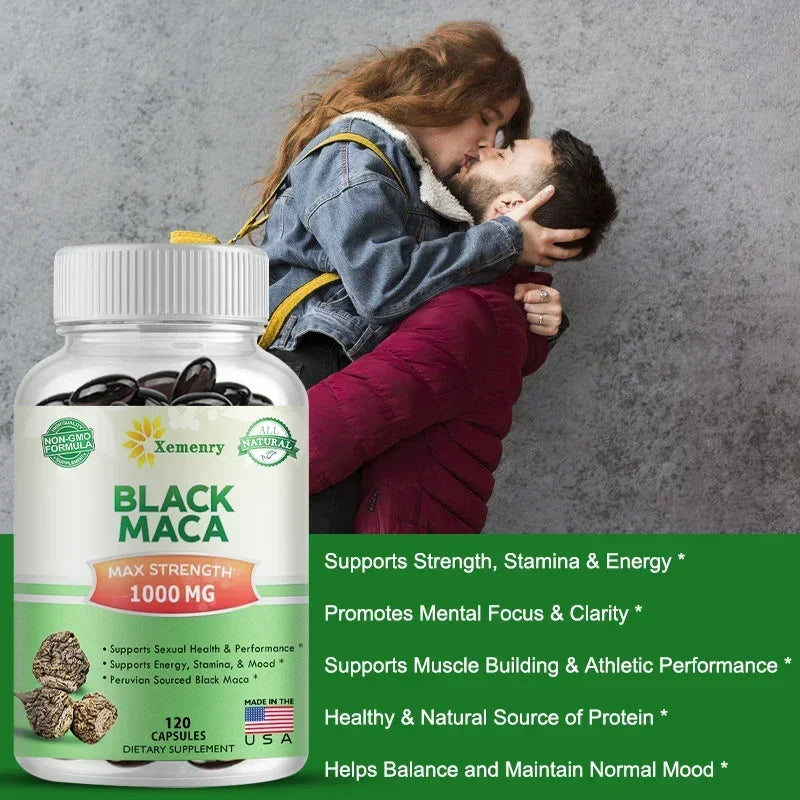 Black Maca Root Extract Soft Capsules Natural Men's Health Capsules Supplement