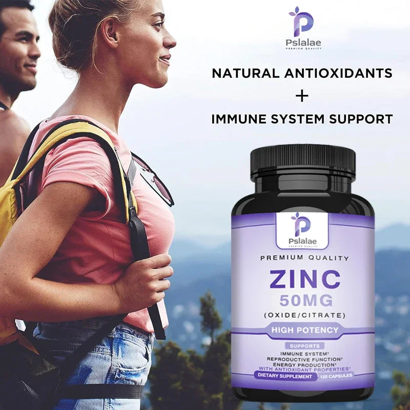 Zinc Supplements - Daily Vitamin Zinc Capsules for Adults, High Potency Natural Antioxidant, Energy Generation, Immune Support