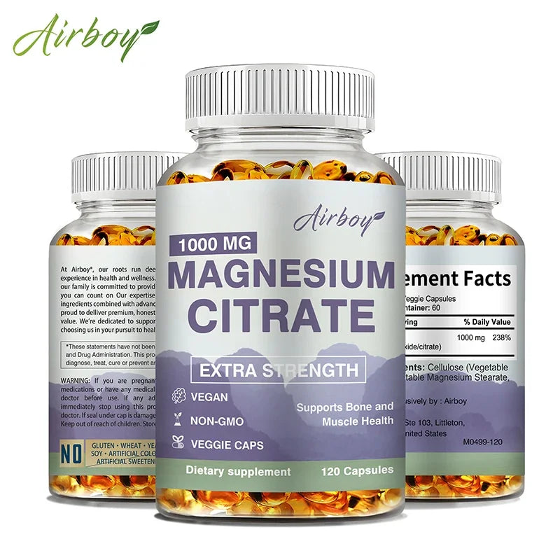 Magnesium Citrate - Supplement for Stress, Relaxation, Bone, Sleep, Heart Health, Nerve, Muscle & Metabolism