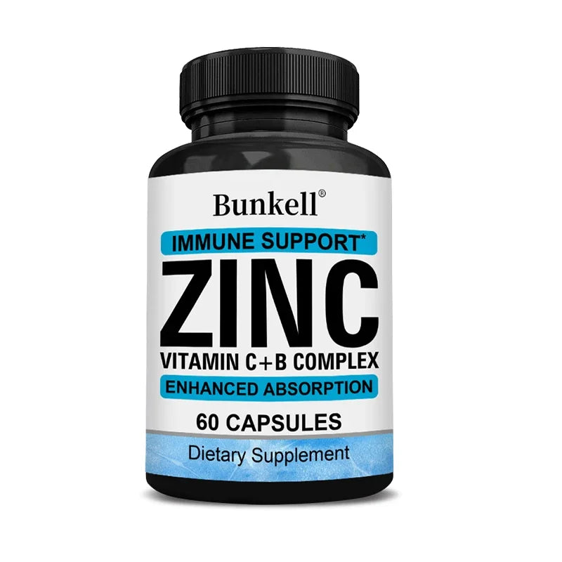 Zinc Capsules - Supports Cellular Energy Production and Collagen Formation, Eye and Skin Health, Strengthens Immune System