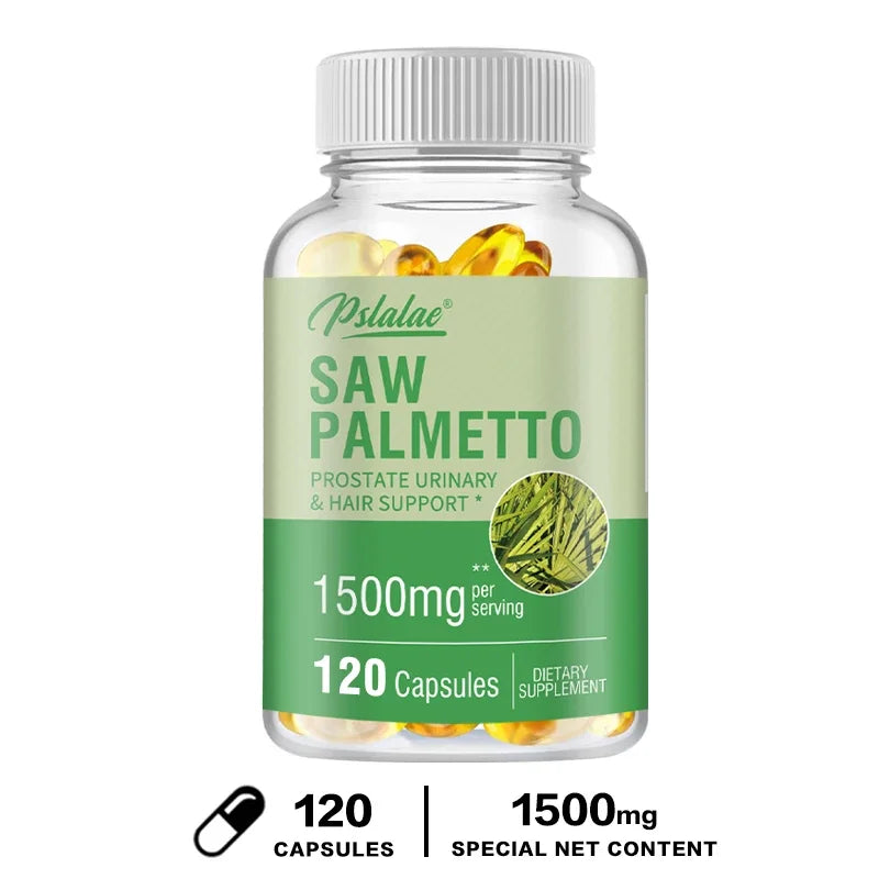 Saw Palmetto Supplement Supports Prostate Health, Blocks DHT, Fights Hair Loss, Promotes Urinary Tract Health Gluten-free
