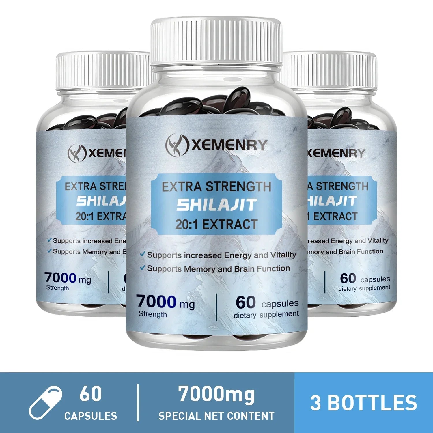 Natural Shilajit Capsules - with Fulvic Acid & 85+ Trace Minerals - for Improve Endurance Focus, Memory and Immune Health