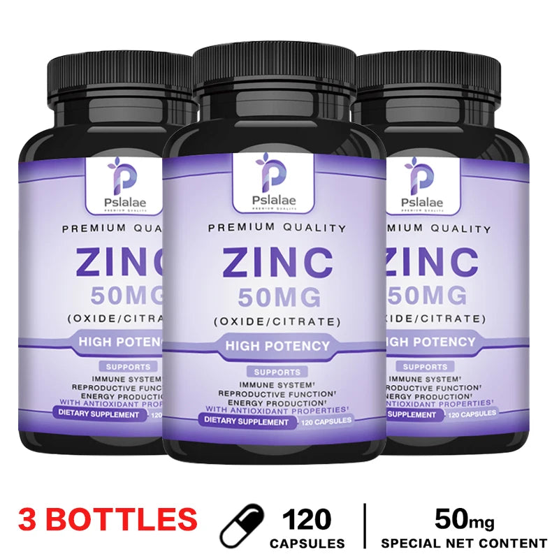 Zinc Supplements - Daily Vitamin Zinc Capsules for Adults, High Potency Natural Antioxidant, Energy Generation, Immune Support