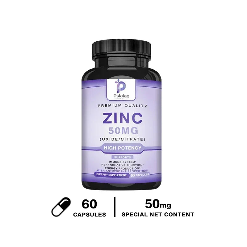 Zinc Supplements - Daily Vitamin Zinc Capsules for Adults, High Potency Natural Antioxidant, Energy Generation, Immune Support