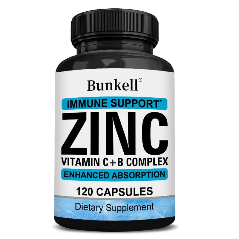 Zinc Capsules - Supports Cellular Energy Production and Collagen Formation, Eye and Skin Health, Strengthens Immune System
