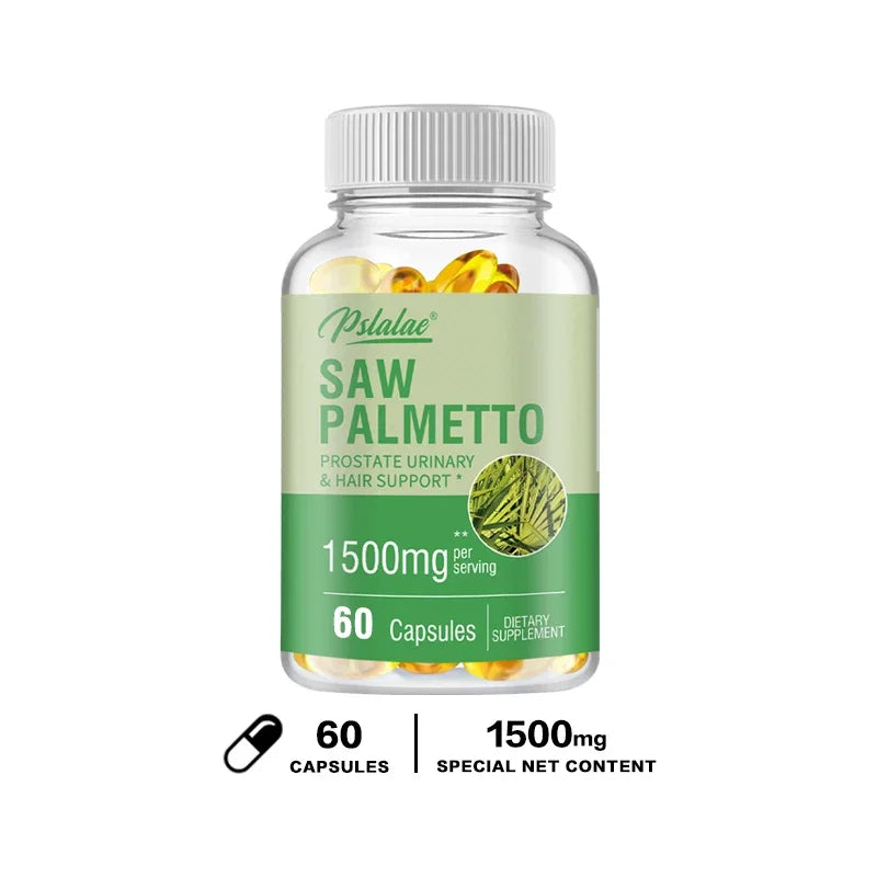 Saw Palmetto Supplement Supports Prostate Health, Blocks DHT, Fights Hair Loss, Promotes Urinary Tract Health Gluten-free