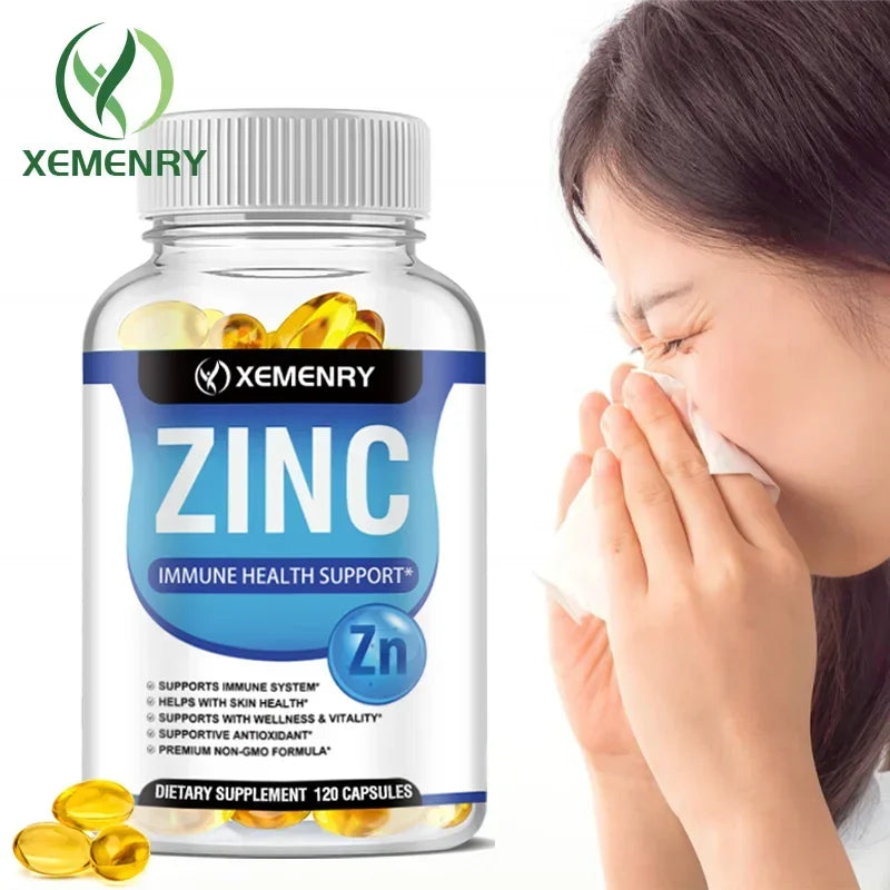 Zinc Capsules - Boosts Immune Support, Sleep & Energy, Metabolism, for  Hair, Nails & Skin Health, Gluten-freeSupplement